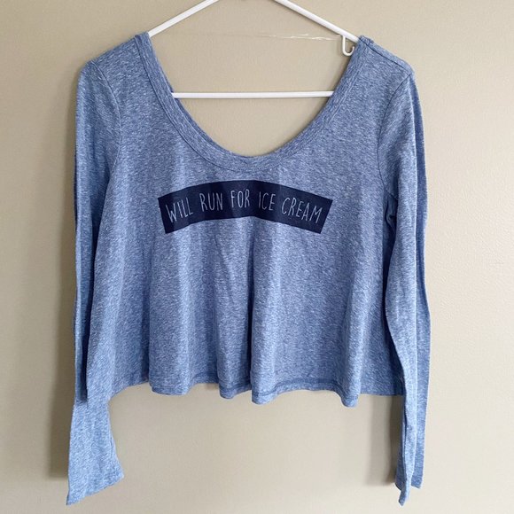 Will run for icecream long sleeve crop top nwot - Picture 1 of 4